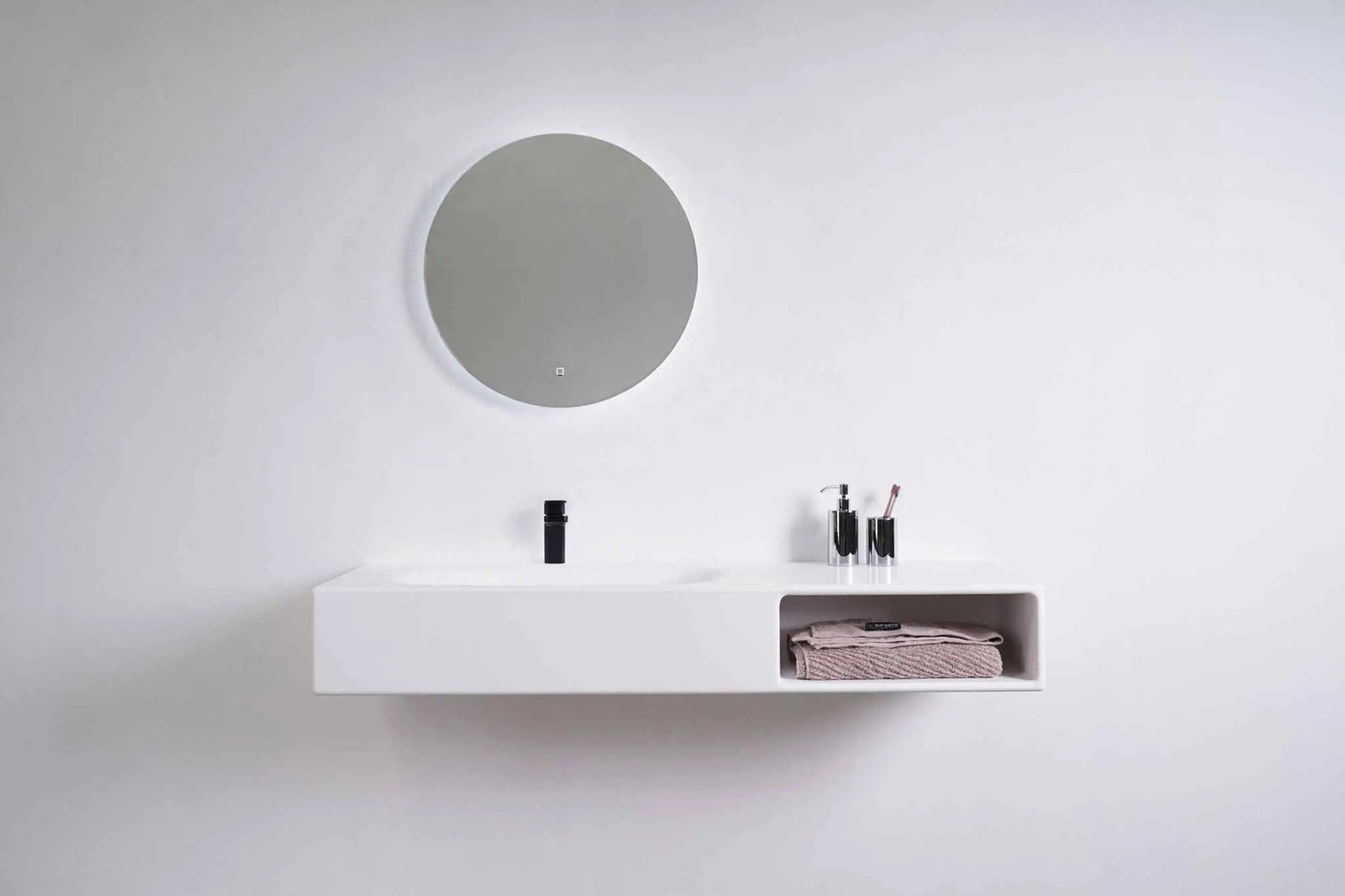 Spio WM 140L w/Shelf-WALL MOUNT WASHBASINS-訂造一體無縫洗手盆,Tailor made Washbasins,waterbasin hk, 浴室物料,浴室裝修,訂造洗手盆,浴室翻新,Bathroomware ,Bespoke bathroom,浴室配件,訂造浴室潔具,訂造浴室傢俬,香港 浴室設計 公司,best custom bathroom furniture HK, Infinite Bath