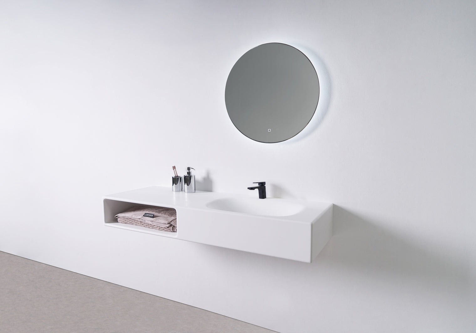 Spio WM 140R w/Shelf-WALL MOUNT WASHBASINS-訂造一體無縫洗手盆,Tailor made Washbasins,waterbasin hk, 浴室物料,浴室裝修,訂造洗手盆,浴室翻新,Bathroomware ,Bespoke bathroom,浴室配件,訂造浴室潔具,訂造浴室傢俬,香港 浴室設計 公司,best custom bathroom furniture HK, Infinite Bath