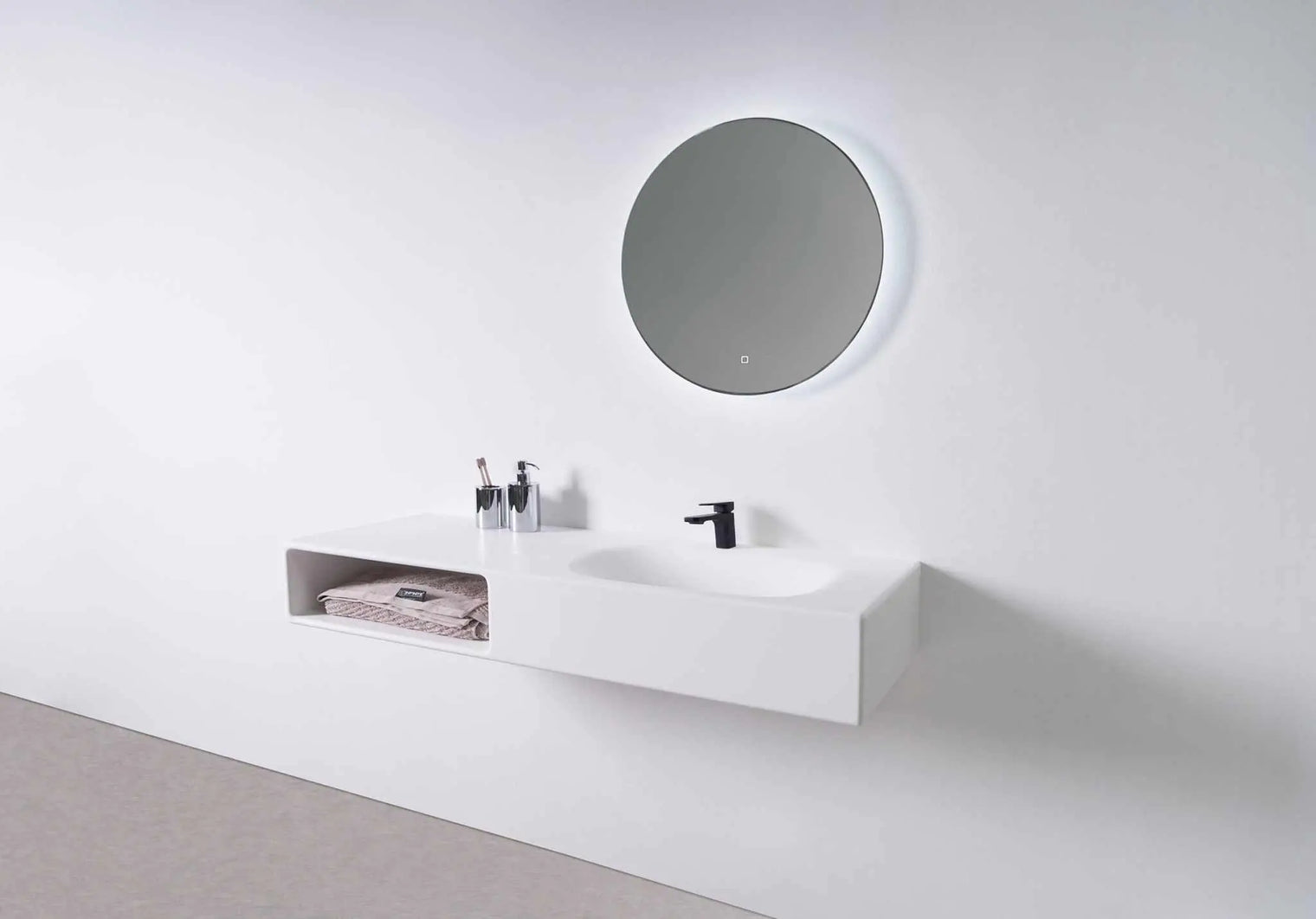 Spio WM 140R w/Shelf-WALL MOUNT WASHBASINS-訂造一體無縫洗手盆,Tailor made Washbasins,waterbasin hk, 浴室物料,浴室裝修,訂造洗手盆,浴室翻新,Bathroomware ,Bespoke bathroom,浴室配件,訂造浴室潔具,訂造浴室傢俬,香港 浴室設計 公司,best custom bathroom furniture HK, Infinite Bath