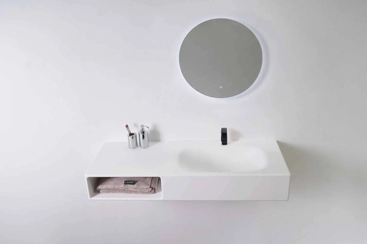 Spio WM 140R w/Shelf-WALL MOUNT WASHBASINS-訂造一體無縫洗手盆,Tailor made Washbasins,waterbasin hk, 浴室物料,浴室裝修,訂造洗手盆,浴室翻新,Bathroomware ,Bespoke bathroom,浴室配件,訂造浴室潔具,訂造浴室傢俬,香港 浴室設計 公司,best custom bathroom furniture HK, Infinite Bath