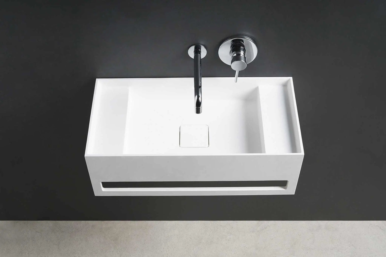 CUBE-X WM 60 w/Towel Bar & Deck-WALL MOUNT WASHBASINS-訂造一體無縫洗手盆,Tailor made Washbasins,waterbasin hk, 浴室物料,浴室裝修,訂造洗手盆,浴室翻新,Bathroomware ,Bespoke bathroom,浴室配件,訂造浴室潔具,訂造浴室傢俬,香港 浴室設計 公司,best custom bathroom furniture HK, Infinite Bath