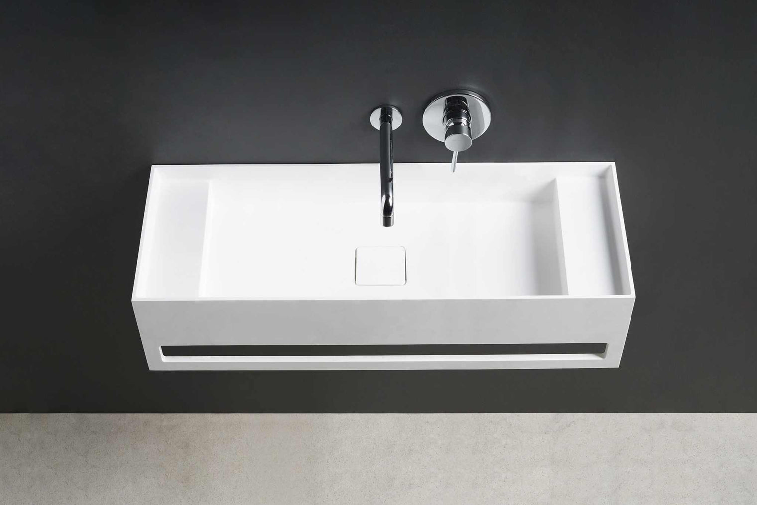 CUBE-X WM 80 w/Towel Bar & Deck-WALL MOUNT WASHBASINS-訂造一體無縫洗手盆,Tailor made Washbasins,waterbasin hk, 浴室物料,浴室裝修,訂造洗手盆,浴室翻新,Bathroomware ,Bespoke bathroom,浴室配件,訂造浴室潔具,訂造浴室傢俬,香港 浴室設計 公司,best custom bathroom furniture HK, Infinite Bath