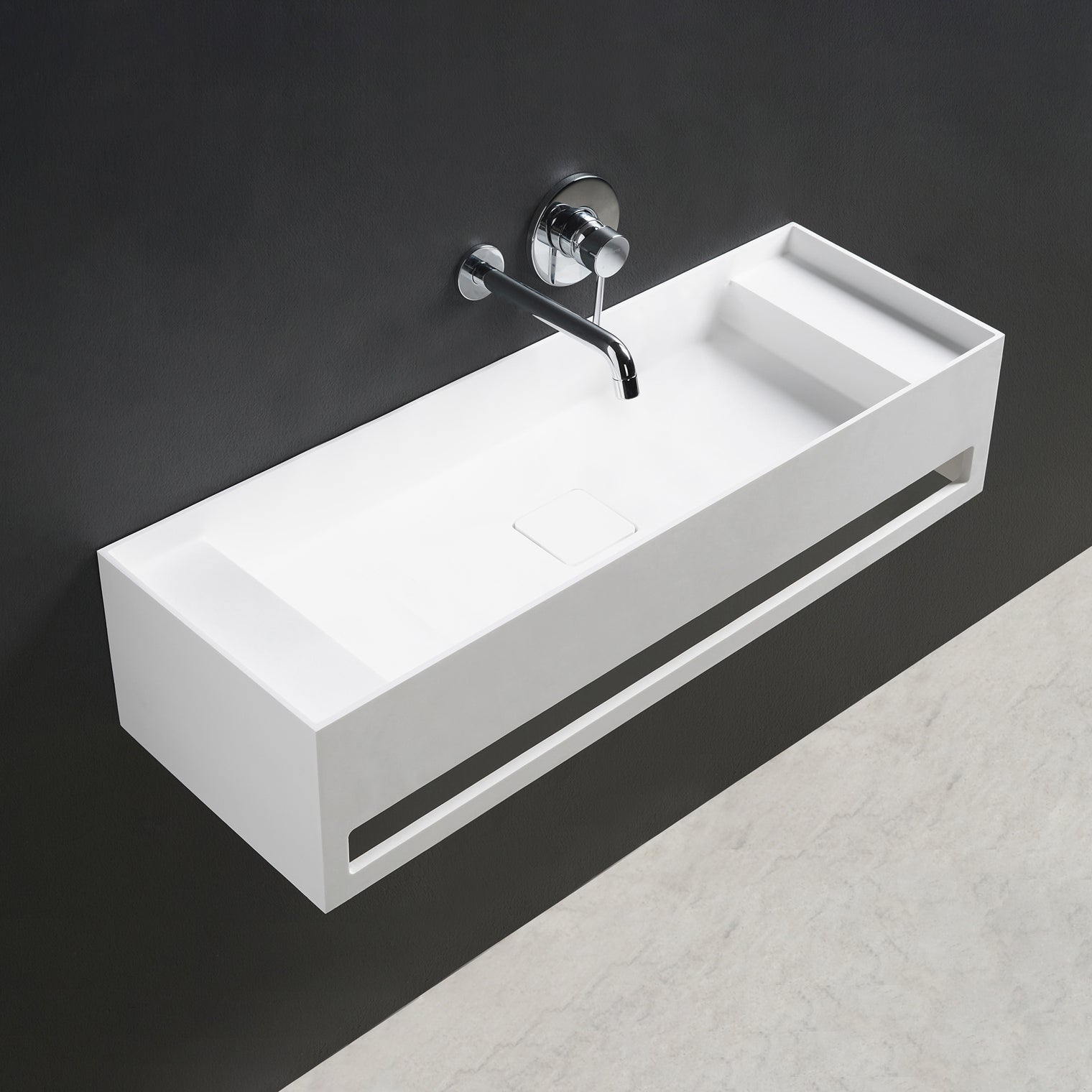 CUBE-X WM 80 w/Towel Bar & Deck-WALL MOUNT WASHBASINS-訂造一體無縫洗手盆,Tailor made Washbasins,waterbasin hk, 浴室物料,浴室裝修,訂造洗手盆,浴室翻新,Bathroomware ,Bespoke bathroom,浴室配件,訂造浴室潔具,訂造浴室傢俬,香港 浴室設計 公司,best custom bathroom furniture HK, Infinite Bath