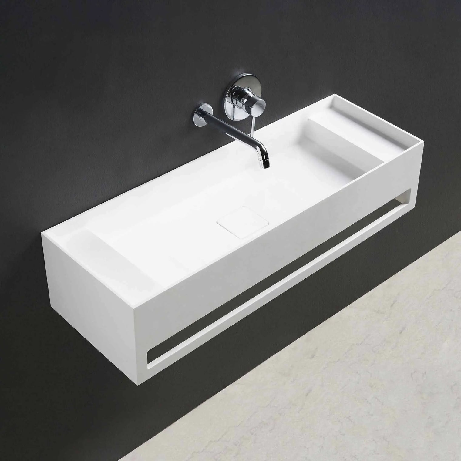 CUBE-X WM 80 w/Towel Bar & Deck-WALL MOUNT WASHBASINS-訂造一體無縫洗手盆,Tailor made Washbasins,waterbasin hk, 浴室物料,浴室裝修,訂造洗手盆,浴室翻新,Bathroomware ,Bespoke bathroom,浴室配件,訂造浴室潔具,訂造浴室傢俬,香港 浴室設計 公司,best custom bathroom furniture HK, Infinite Bath