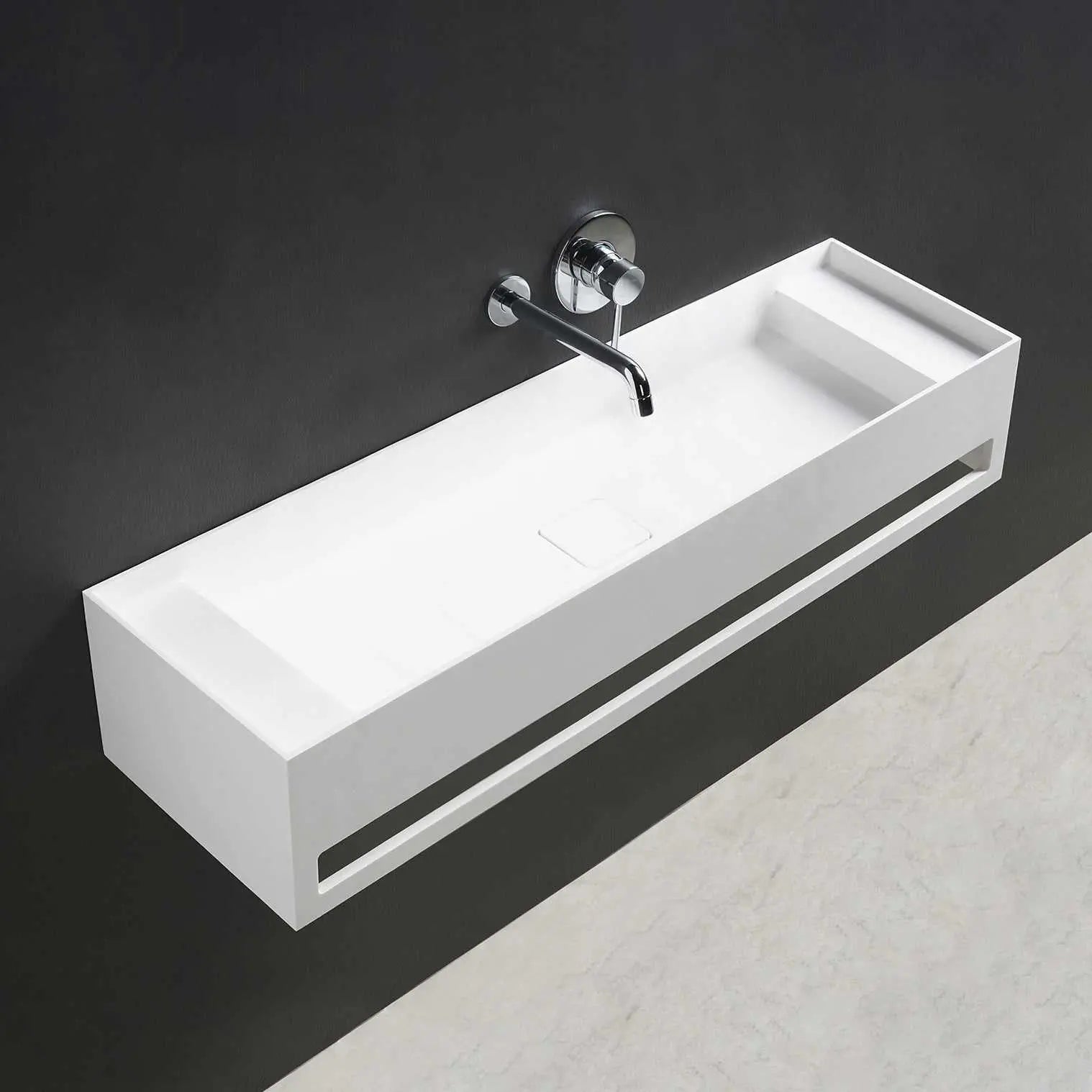 CUBE-X WM 90 w/Towel Bar & Deck-WALL MOUNT WASHBASINS-訂造一體無縫洗手盆,Tailor made Washbasins,waterbasin hk, 浴室物料,浴室裝修,訂造洗手盆,浴室翻新,Bathroomware ,Bespoke bathroom,浴室配件,訂造浴室潔具,訂造浴室傢俬,香港 浴室設計 公司,best custom bathroom furniture HK, Infinite Bath