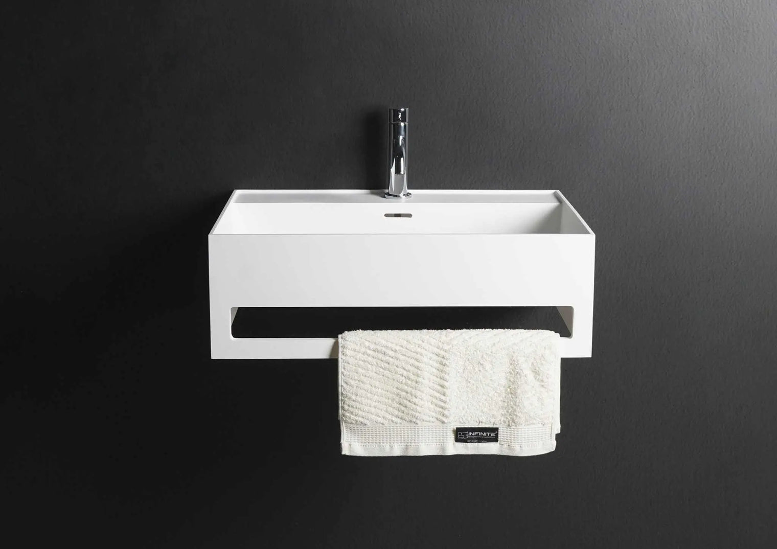 CUBE-X WM 40 w/Towel Bar-WALL MOUNT WASHBASINS-訂造一體無縫洗手盆,Tailor made Washbasins,waterbasin hk, 浴室物料,浴室裝修,訂造洗手盆,浴室翻新,Bathroomware ,Bespoke bathroom,浴室配件,訂造浴室潔具,訂造浴室傢俬,香港 浴室設計 公司,best custom bathroom furniture HK, Infinite Bath