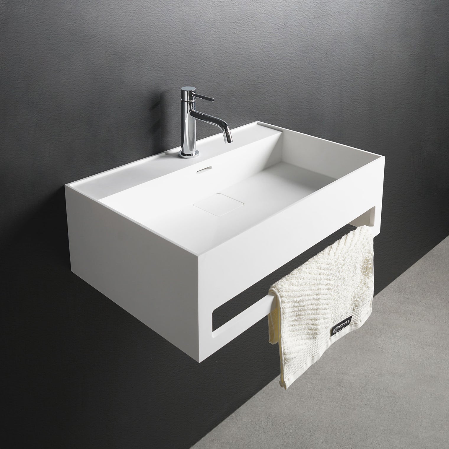 CUBE-X WM 40 w/Towel Bar-WALL MOUNT WASHBASINS-訂造一體無縫洗手盆,Tailor made Washbasins,waterbasin hk, 浴室物料,浴室裝修,訂造洗手盆,浴室翻新,Bathroomware ,Bespoke bathroom,浴室配件,訂造浴室潔具,訂造浴室傢俬,香港 浴室設計 公司,best custom bathroom furniture HK, Infinite Bath