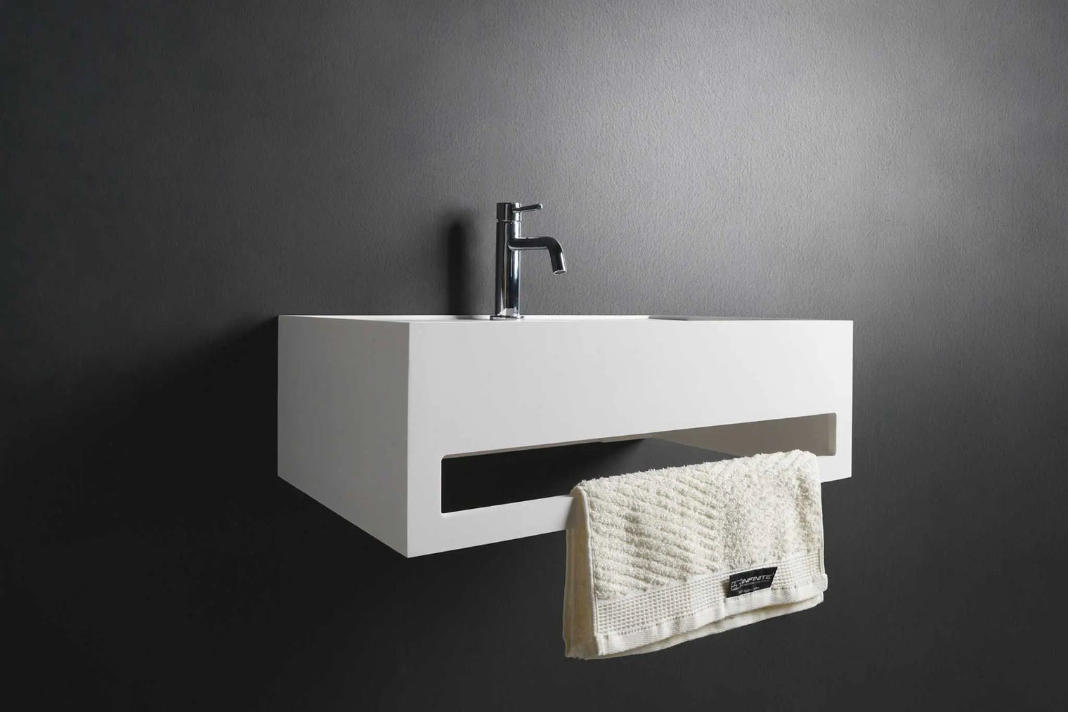 CUBE-X WM 40 w/Towel Bar-WALL MOUNT WASHBASINS-訂造一體無縫洗手盆,Tailor made Washbasins,waterbasin hk, 浴室物料,浴室裝修,訂造洗手盆,浴室翻新,Bathroomware ,Bespoke bathroom,浴室配件,訂造浴室潔具,訂造浴室傢俬,香港 浴室設計 公司,best custom bathroom furniture HK, Infinite Bath