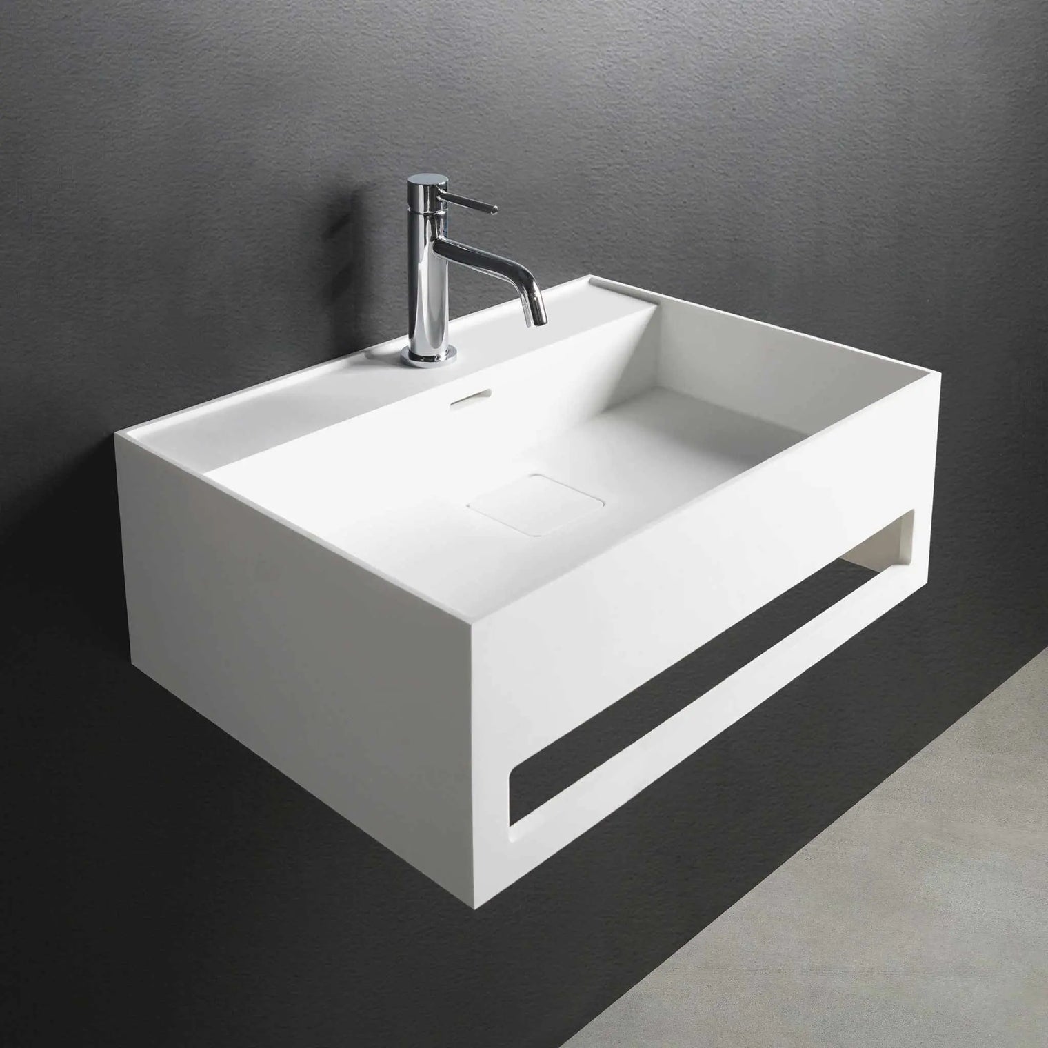 CUBE-X WM 50 w/Towel Bar-WALL MOUNT WASHBASINS-訂造一體無縫洗手盆,Tailor made Washbasins,waterbasin hk, 浴室物料,浴室裝修,訂造洗手盆,浴室翻新,Bathroomware ,Bespoke bathroom,浴室配件,訂造浴室潔具,訂造浴室傢俬,香港 浴室設計 公司,best custom bathroom furniture HK, Infinite Bath
