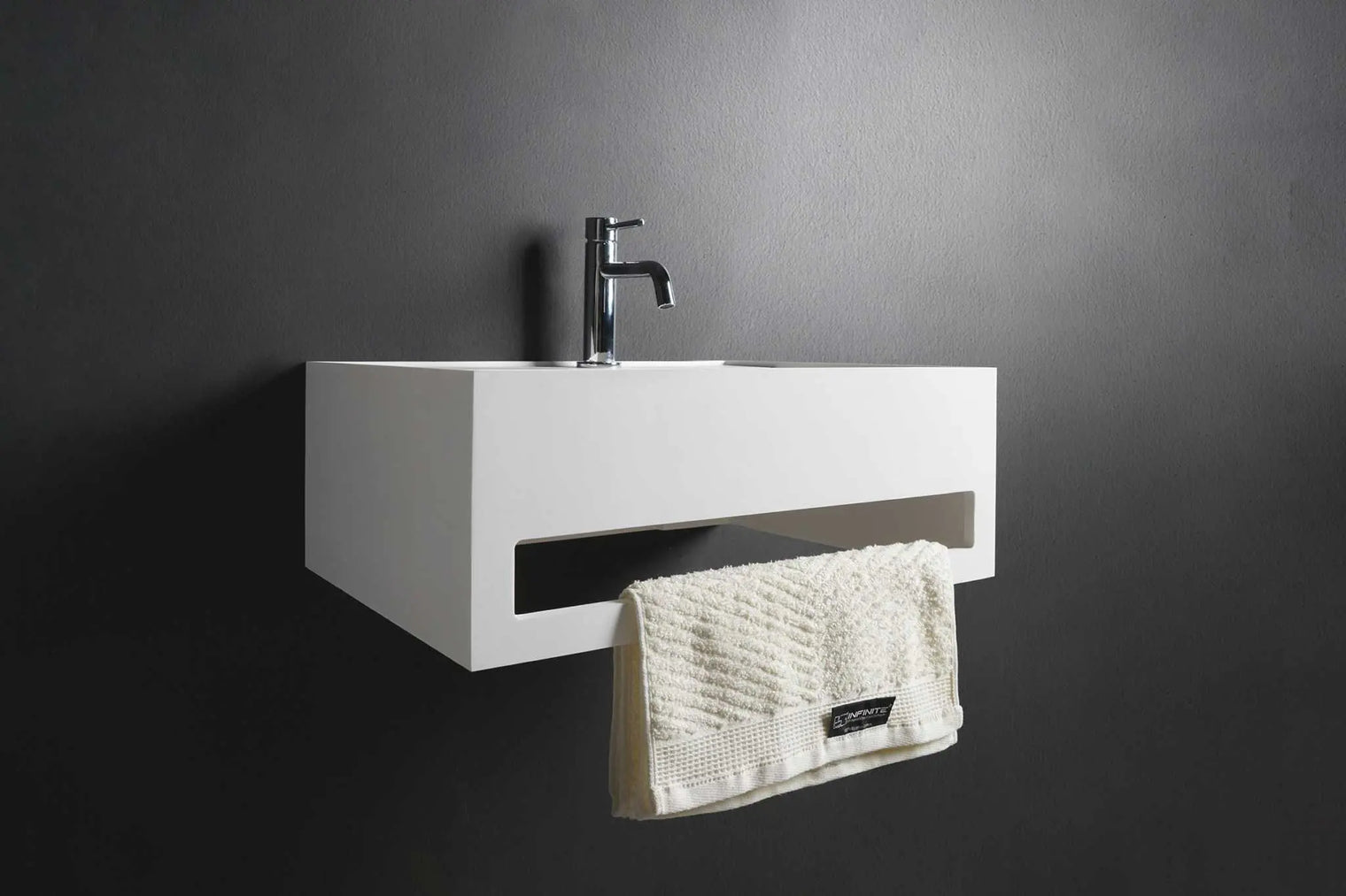 CUBE-X WM 50 w/Towel Bar-WALL MOUNT WASHBASINS-訂造一體無縫洗手盆,Tailor made Washbasins,waterbasin hk, 浴室物料,浴室裝修,訂造洗手盆,浴室翻新,Bathroomware ,Bespoke bathroom,浴室配件,訂造浴室潔具,訂造浴室傢俬,香港 浴室設計 公司,best custom bathroom furniture HK, Infinite Bath