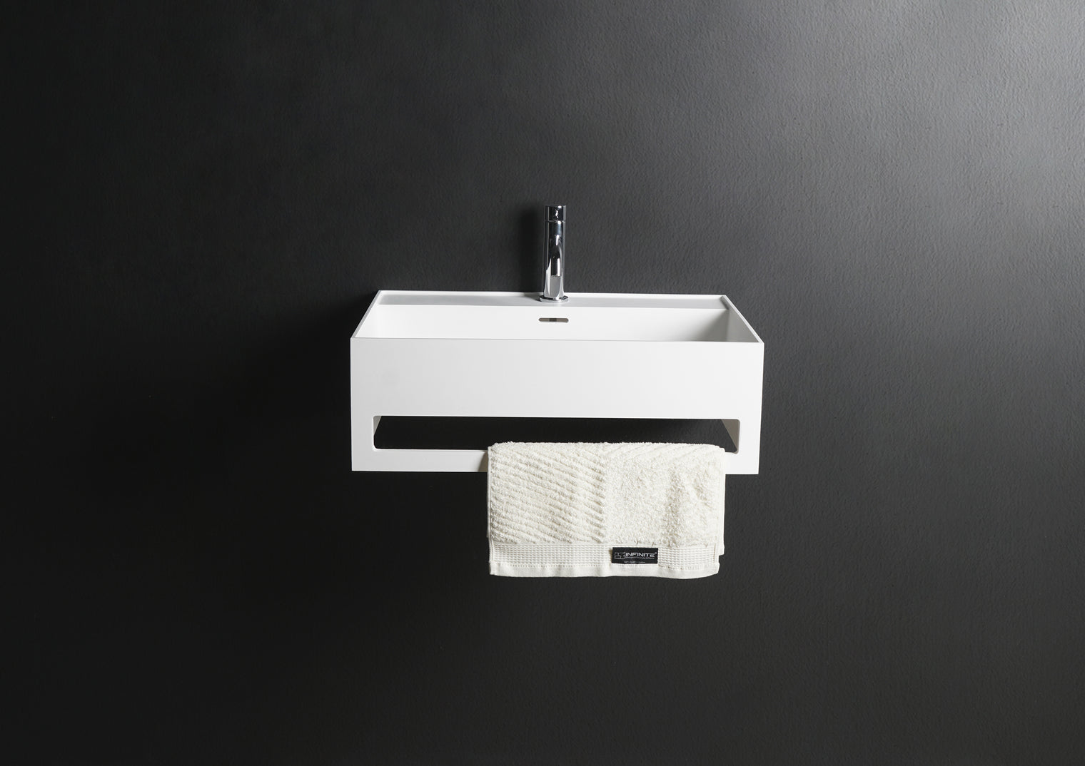 CUBE-X WM 60 w/Towel Bar-WALL MOUNT WASHBASINS-訂造一體無縫洗手盆,Tailor made Washbasins,waterbasin hk, 浴室物料,浴室裝修,訂造洗手盆,浴室翻新,Bathroomware ,Bespoke bathroom,浴室配件,訂造浴室潔具,訂造浴室傢俬,香港 浴室設計 公司,best custom bathroom furniture HK, Infinite Bath