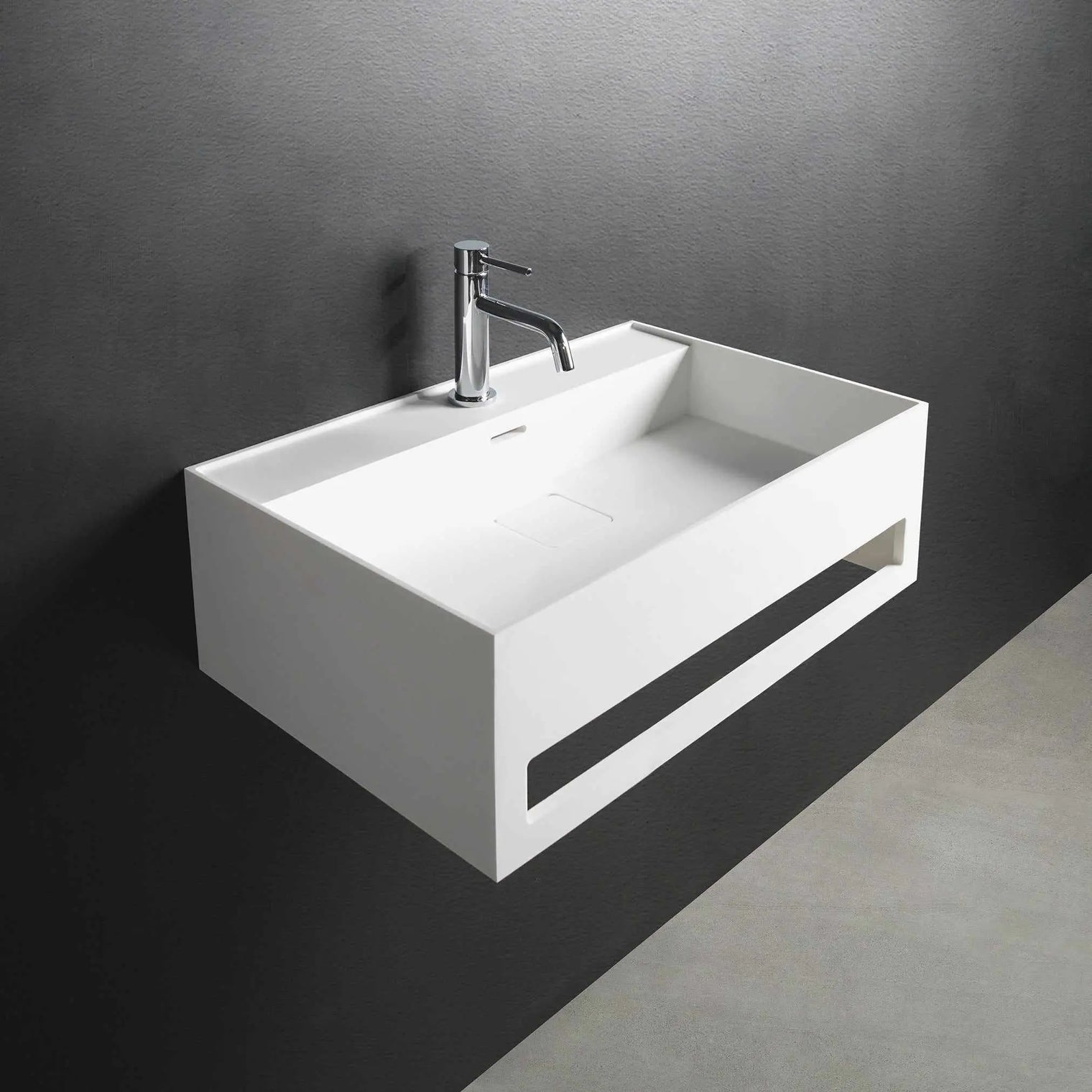 CUBE-X WM 60 w/Towel Bar-WALL MOUNT WASHBASINS-訂造一體無縫洗手盆,Tailor made Washbasins,waterbasin hk, 浴室物料,浴室裝修,訂造洗手盆,浴室翻新,Bathroomware ,Bespoke bathroom,浴室配件,訂造浴室潔具,訂造浴室傢俬,香港 浴室設計 公司,best custom bathroom furniture HK, Infinite Bath