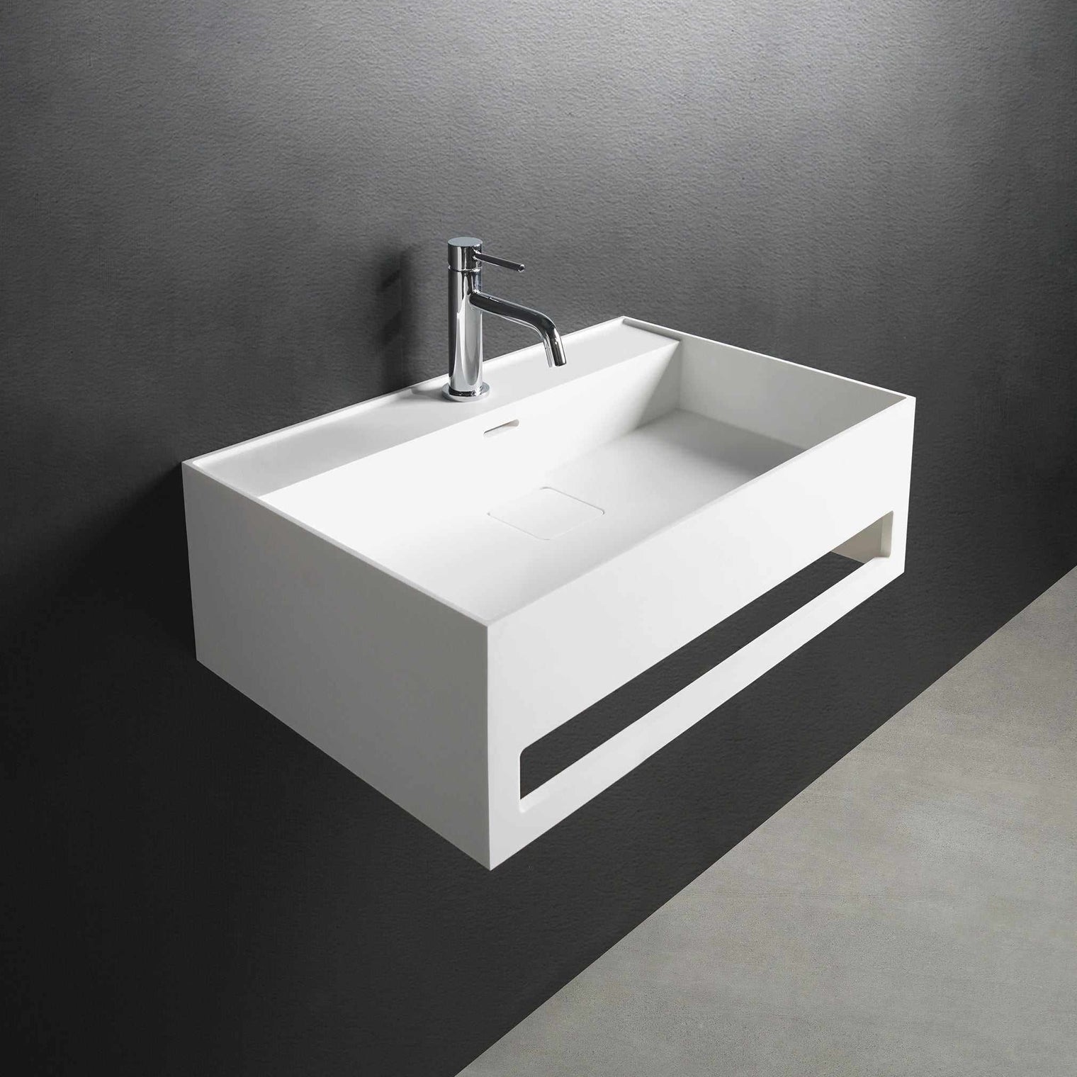 CUBE-X WM 60 w/Towel Bar-WALL MOUNT WASHBASINS-訂造一體無縫洗手盆,Tailor made Washbasins,waterbasin hk, 浴室物料,浴室裝修,訂造洗手盆,浴室翻新,Bathroomware ,Bespoke bathroom,浴室配件,訂造浴室潔具,訂造浴室傢俬,香港 浴室設計 公司,best custom bathroom furniture HK, Infinite Bath
