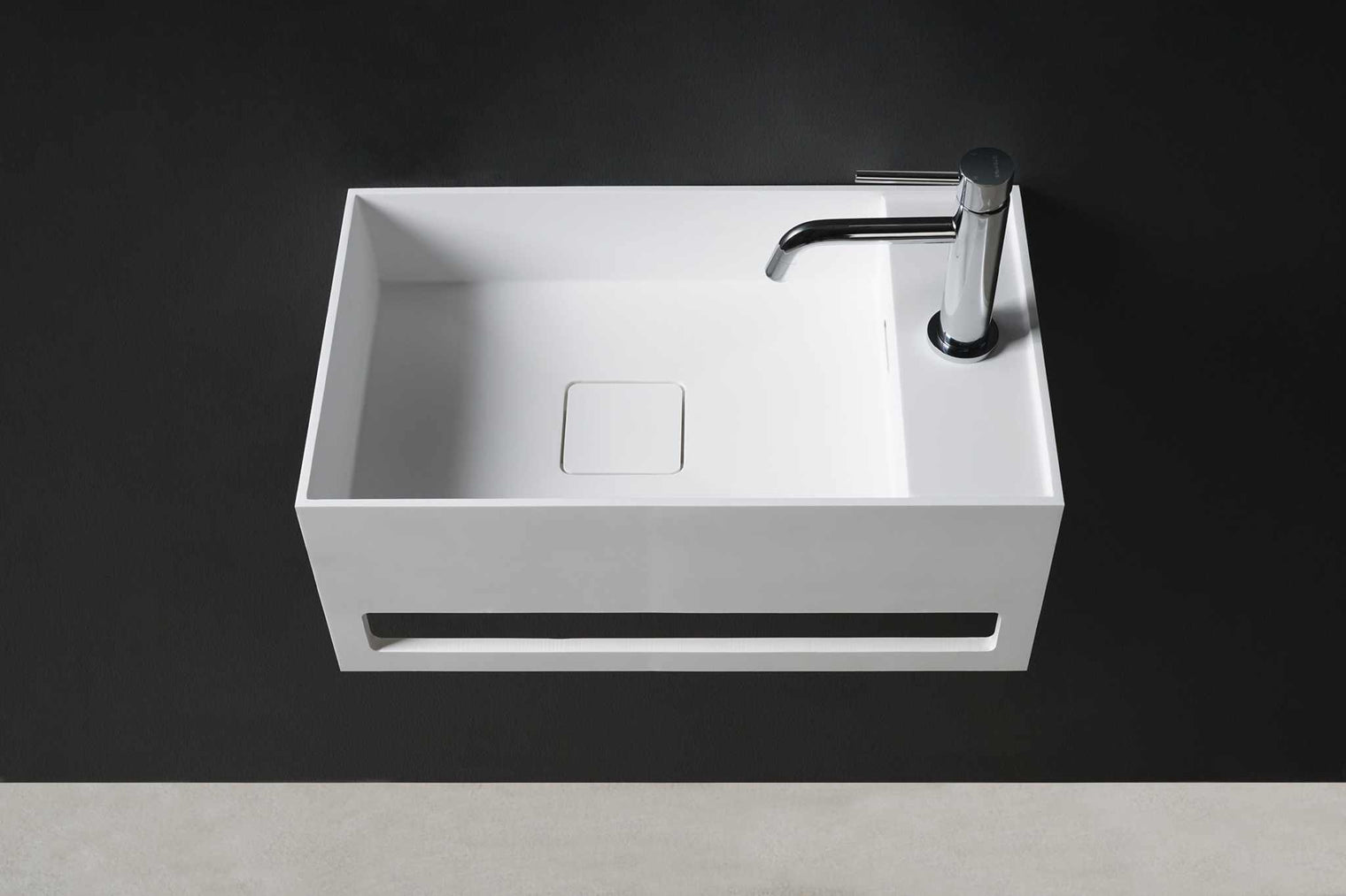 CUBE-X WM 50R w/Towel Bar-WALL MOUNT WASHBASINS-訂造一體無縫洗手盆,Tailor made Washbasins,waterbasin hk, 浴室物料,浴室裝修,訂造洗手盆,浴室翻新,Bathroomware ,Bespoke bathroom,浴室配件,訂造浴室潔具,訂造浴室傢俬,香港 浴室設計 公司,best custom bathroom furniture HK, Infinite Bath