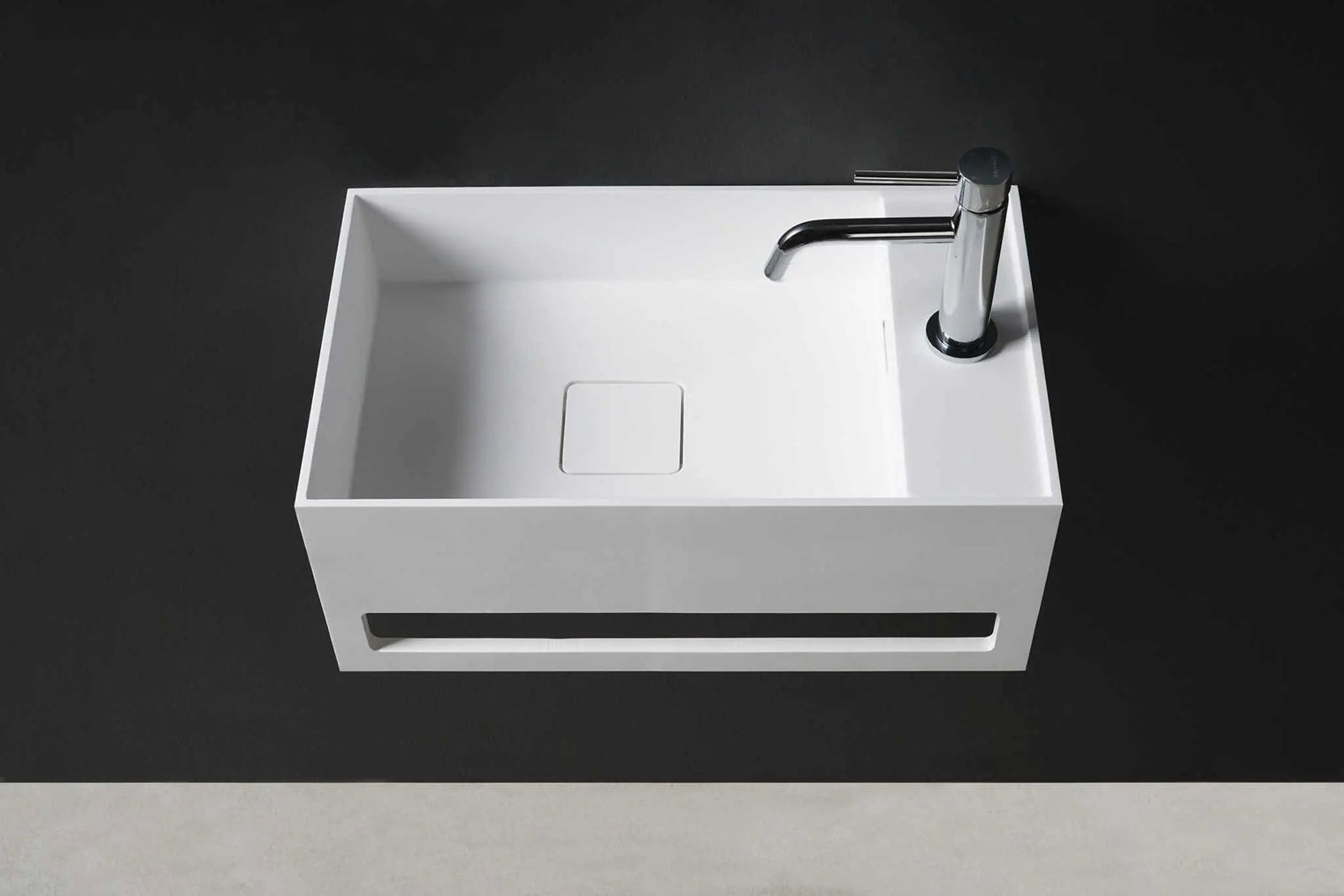 CUBE-X WM 50R w/Towel Bar-WALL MOUNT WASHBASINS-訂造一體無縫洗手盆,Tailor made Washbasins,waterbasin hk, 浴室物料,浴室裝修,訂造洗手盆,浴室翻新,Bathroomware ,Bespoke bathroom,浴室配件,訂造浴室潔具,訂造浴室傢俬,香港 浴室設計 公司,best custom bathroom furniture HK, Infinite Bath