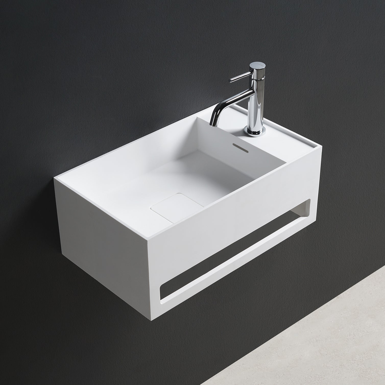 CUBE-X WM 50R w/Towel Bar-WALL MOUNT WASHBASINS-訂造一體無縫洗手盆,Tailor made Washbasins,waterbasin hk, 浴室物料,浴室裝修,訂造洗手盆,浴室翻新,Bathroomware ,Bespoke bathroom,浴室配件,訂造浴室潔具,訂造浴室傢俬,香港 浴室設計 公司,best custom bathroom furniture HK, Infinite Bath