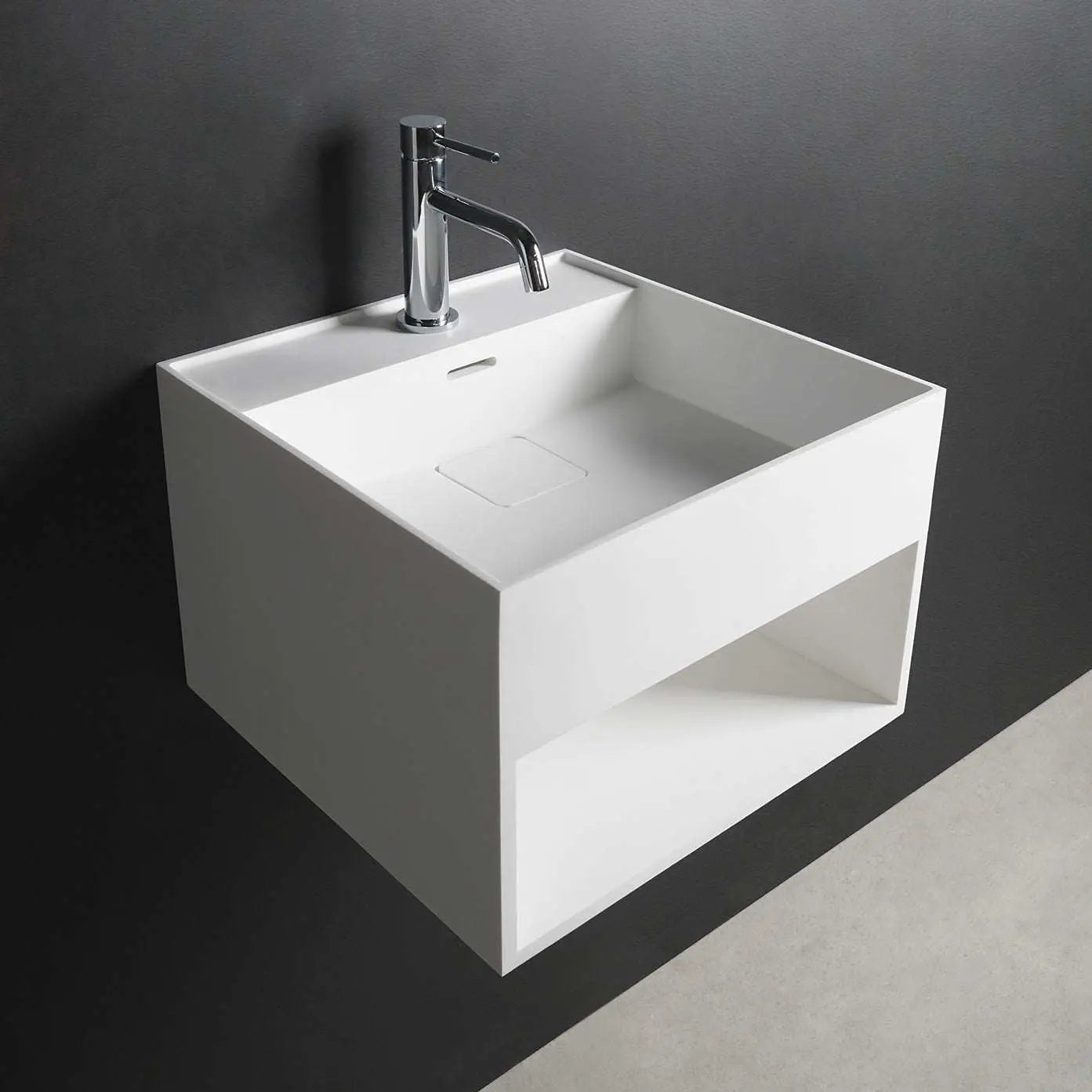 CUBE-X WM 40 w/Shelf-WALL MOUNT WASHBASINS-訂造一體無縫洗手盆,Tailor made Washbasins,waterbasin hk, 浴室物料,浴室裝修,訂造洗手盆,浴室翻新,Bathroomware ,Bespoke bathroom,浴室配件,訂造浴室潔具,訂造浴室傢俬,香港 浴室設計 公司,best custom bathroom furniture HK, Infinite Bath