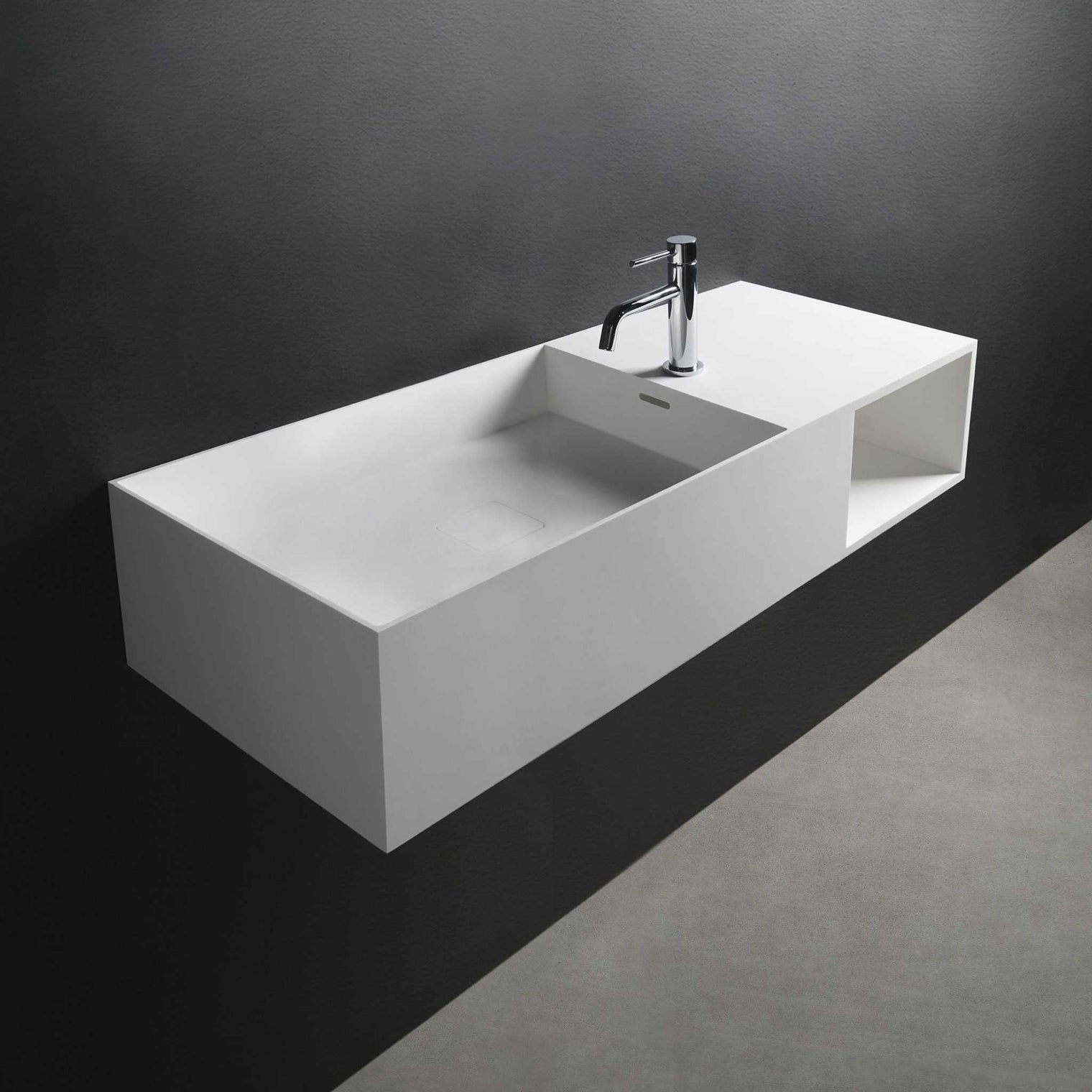 CUBE-X WM 100L w/Shelf-WALL MOUNT WASHBASINS-訂造一體無縫洗手盆,Tailor made Washbasins,waterbasin hk, 浴室物料,浴室裝修,訂造洗手盆,浴室翻新,Bathroomware ,Bespoke bathroom,浴室配件,訂造浴室潔具,訂造浴室傢俬,香港 浴室設計 公司,best custom bathroom furniture HK, Infinite Bath