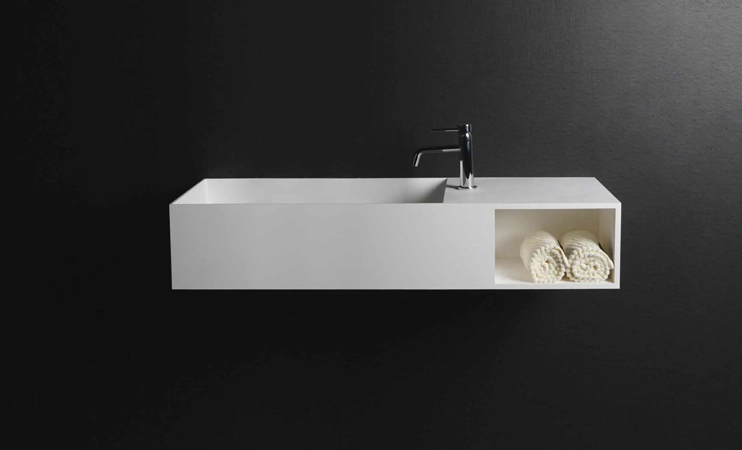 CUBE-X WM 120L w/Shelf-WALL MOUNT WASHBASINS-訂造一體無縫洗手盆,Tailor made Washbasins,waterbasin hk, 浴室物料,浴室裝修,訂造洗手盆,浴室翻新,Bathroomware ,Bespoke bathroom,浴室配件,訂造浴室潔具,訂造浴室傢俬,香港 浴室設計 公司,best custom bathroom furniture HK, Infinite Bath