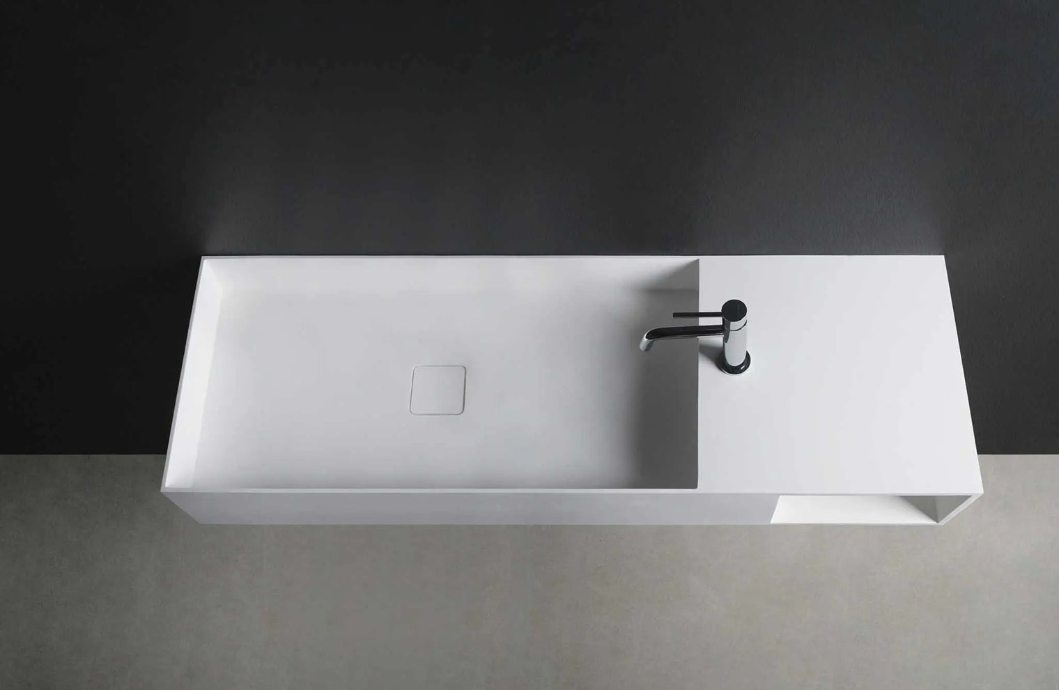 CUBE-X WM 140L w/Shelf-WALL MOUNT WASHBASINS-訂造一體無縫洗手盆,Tailor made Washbasins,waterbasin hk, 浴室物料,浴室裝修,訂造洗手盆,浴室翻新,Bathroomware ,Bespoke bathroom,浴室配件,訂造浴室潔具,訂造浴室傢俬,香港 浴室設計 公司,best custom bathroom furniture HK, Infinite Bath