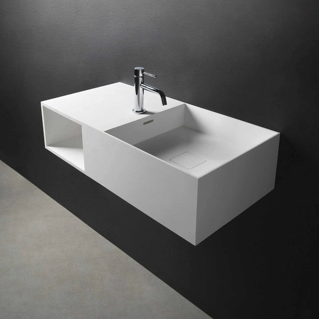 CUBE-X WM 80R w/Shelf-WALL MOUNT WASHBASINS-訂造一體無縫洗手盆,Tailor made Washbasins,waterbasin hk, 浴室物料,浴室裝修,訂造洗手盆,浴室翻新,Bathroomware ,Bespoke bathroom,浴室配件,訂造浴室潔具,訂造浴室傢俬,香港 浴室設計 公司,best custom bathroom furniture HK, Infinite Bath