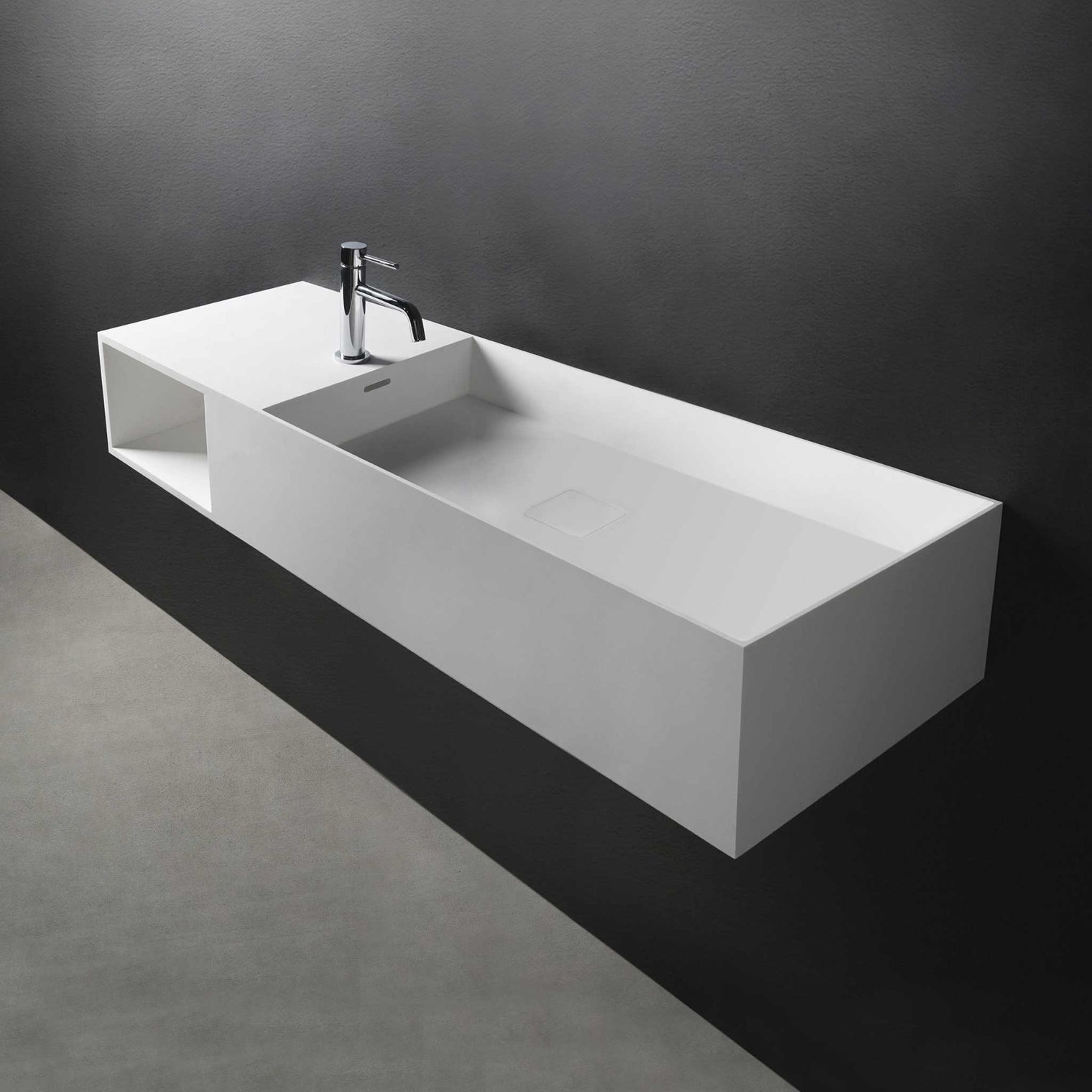 CUBE-X WM 120R w/Shelf-WALL MOUNT WASHBASINS-訂造一體無縫洗手盆,Tailor made Washbasins,waterbasin hk, 浴室物料,浴室裝修,訂造洗手盆,浴室翻新,Bathroomware ,Bespoke bathroom,浴室配件,訂造浴室潔具,訂造浴室傢俬,香港 浴室設計 公司,best custom bathroom furniture HK, Infinite Bath