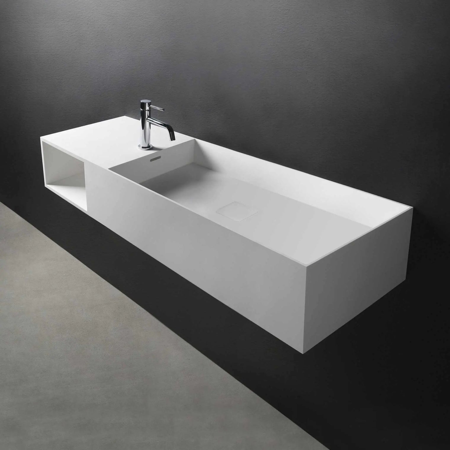 CUBE-X WM 120R w/Shelf-WALL MOUNT WASHBASINS-訂造一體無縫洗手盆,Tailor made Washbasins,waterbasin hk, 浴室物料,浴室裝修,訂造洗手盆,浴室翻新,Bathroomware ,Bespoke bathroom,浴室配件,訂造浴室潔具,訂造浴室傢俬,香港 浴室設計 公司,best custom bathroom furniture HK, Infinite Bath