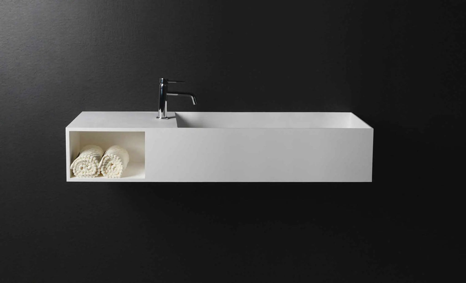CUBE-X WM 140R w/Shelf-WALL MOUNT WASHBASINS-訂造一體無縫洗手盆,Tailor made Washbasins,waterbasin hk, 浴室物料,浴室裝修,訂造洗手盆,浴室翻新,Bathroomware ,Bespoke bathroom,浴室配件,訂造浴室潔具,訂造浴室傢俬,香港 浴室設計 公司,best custom bathroom furniture HK, Infinite Bath