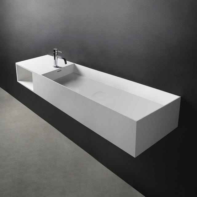 CUBE-X WM 140R w/Shelf-WALL MOUNT WASHBASINS-訂造一體無縫洗手盆,Tailor made Washbasins,waterbasin hk, 浴室物料,浴室裝修,訂造洗手盆,浴室翻新,Bathroomware ,Bespoke bathroom,浴室配件,訂造浴室潔具,訂造浴室傢俬,香港 浴室設計 公司,best custom bathroom furniture HK, Infinite Bath