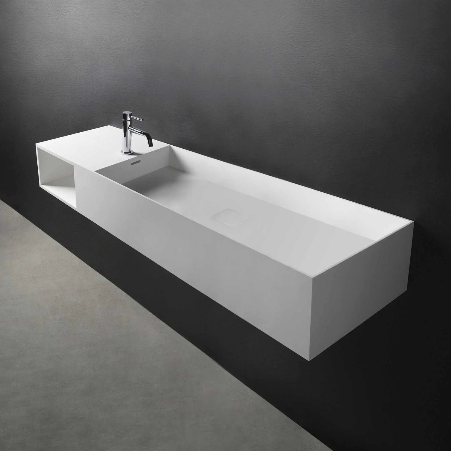 CUBE-X WM 140R w/Shelf-WALL MOUNT WASHBASINS-訂造一體無縫洗手盆,Tailor made Washbasins,waterbasin hk, 浴室物料,浴室裝修,訂造洗手盆,浴室翻新,Bathroomware ,Bespoke bathroom,浴室配件,訂造浴室潔具,訂造浴室傢俬,香港 浴室設計 公司,best custom bathroom furniture HK, Infinite Bath