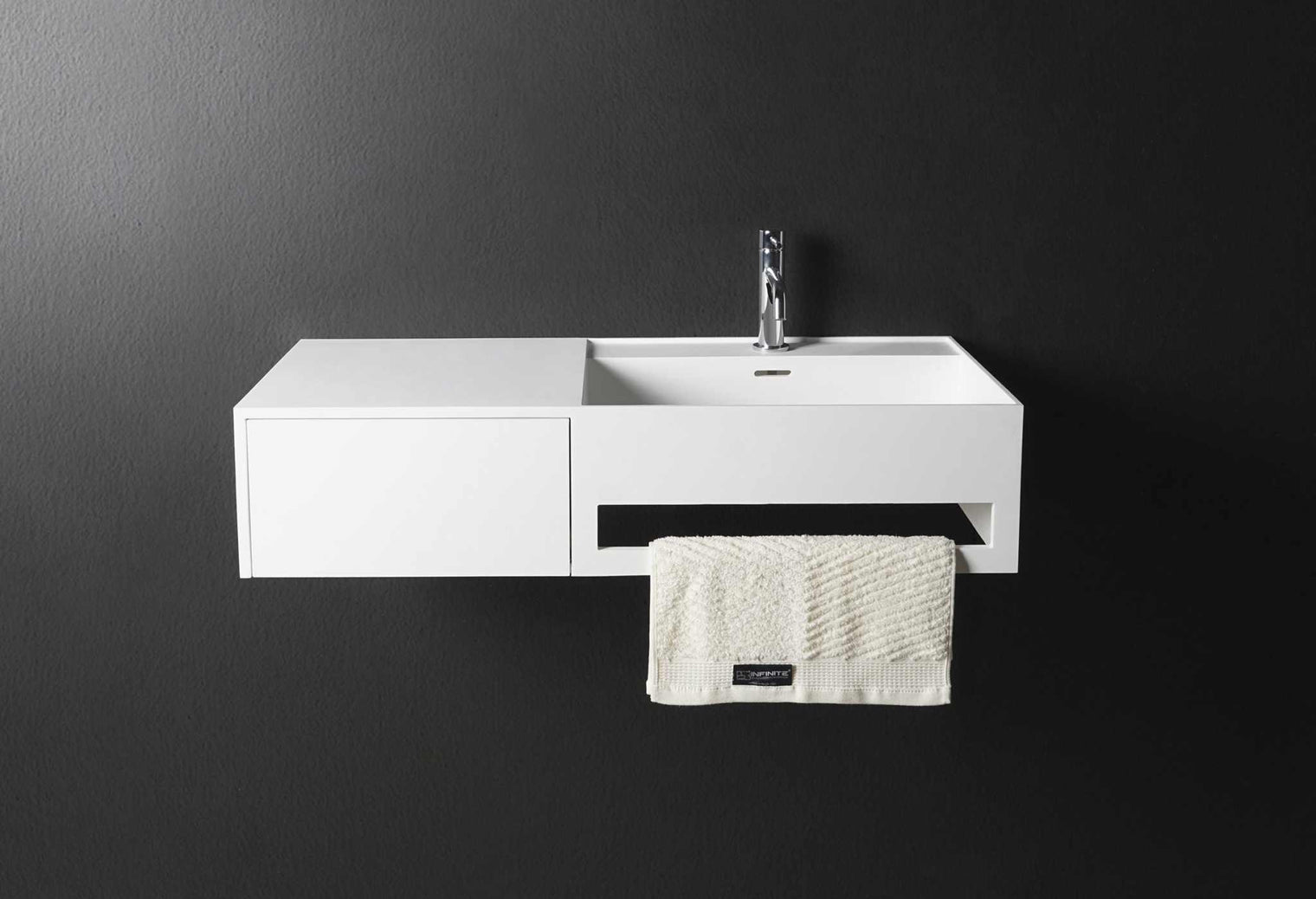 CUBE-X WM 90R w/Drawer-WALL MOUNT WASHBASINS-訂造一體無縫洗手盆,Tailor made Washbasins,waterbasin hk, 浴室物料,浴室裝修,訂造洗手盆,浴室翻新,Bathroomware ,Bespoke bathroom,浴室配件,訂造浴室潔具,訂造浴室傢俬,香港 浴室設計 公司,best custom bathroom furniture HK, Infinite Bath