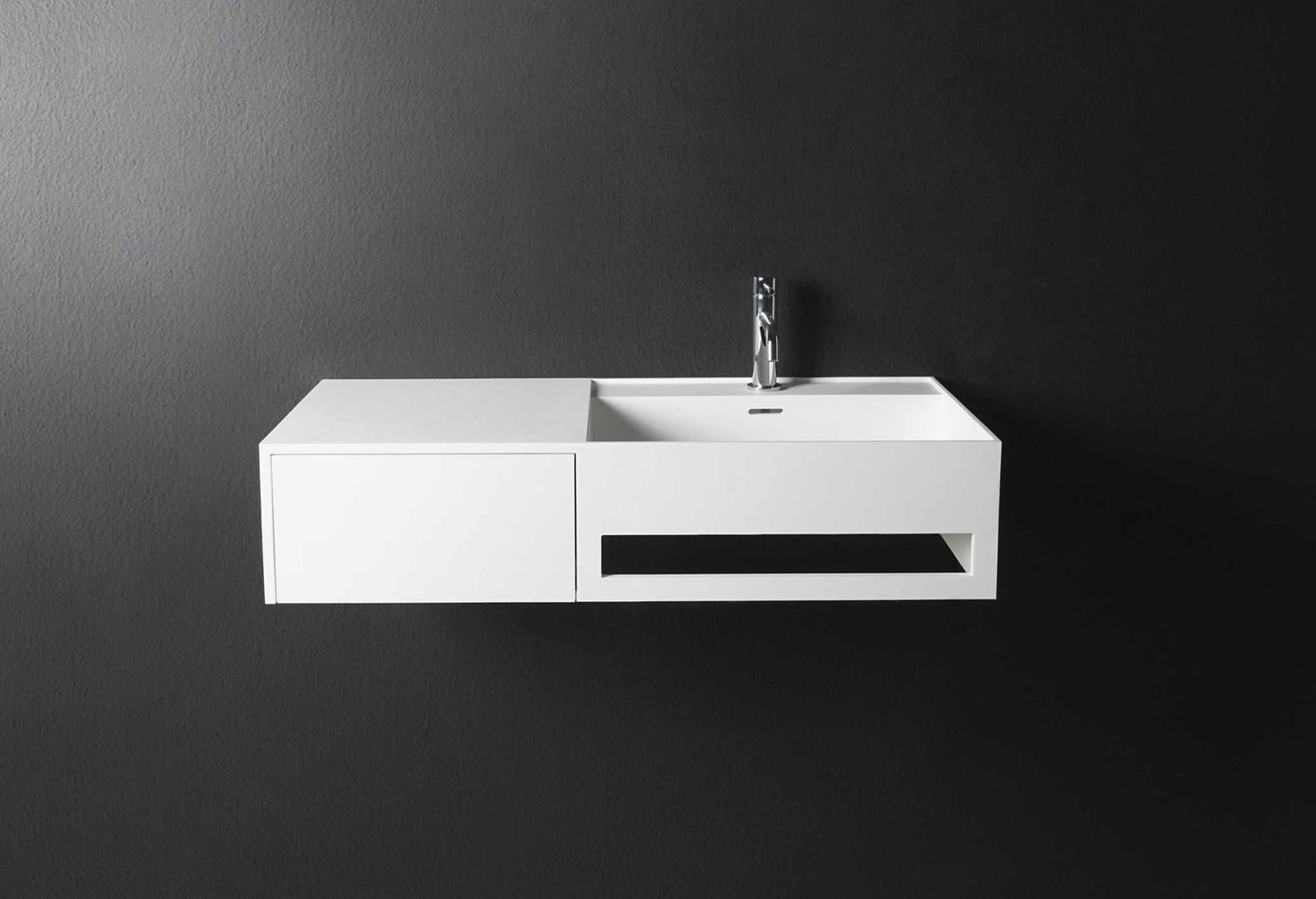CUBE-X WM 90R w/Drawer-WALL MOUNT WASHBASINS-訂造一體無縫洗手盆,Tailor made Washbasins,waterbasin hk, 浴室物料,浴室裝修,訂造洗手盆,浴室翻新,Bathroomware ,Bespoke bathroom,浴室配件,訂造浴室潔具,訂造浴室傢俬,香港 浴室設計 公司,best custom bathroom furniture HK, Infinite Bath