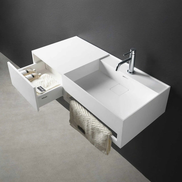 bathroom vanity CUBE-X WM 90R w/Drawer-WALL MOUNT WASHBASINS-訂造一體無縫洗手盆,Tailor made Washbasins,waterbasin hk, 浴室物料,浴室裝修,訂造洗手盆,浴室翻新,Bathroomware ,Bespoke bathroom,浴室配件,訂造浴室潔具,訂造浴室傢俬,香港 浴室設計 公司,best custom bathroom furniture HK, Infinite Bath