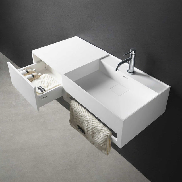 CUBE-X WM 90R w/Drawer-WALL MOUNT WASHBASINS-訂造一體無縫洗手盆,Tailor made Washbasins,waterbasin hk, 浴室物料,浴室裝修,訂造洗手盆,浴室翻新,Bathroomware ,Bespoke bathroom,浴室配件,訂造浴室潔具,訂造浴室傢俬,香港 浴室設計 公司,best custom bathroom furniture HK, Infinite Bath
