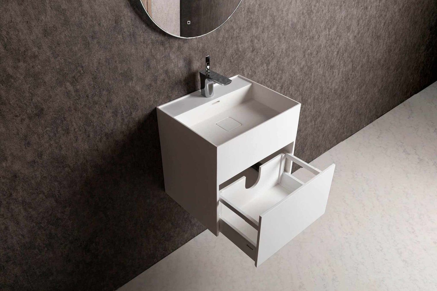 CUBE-X WM 50 w/Drawer-WALL MOUNT WASHBASINS-訂造一體無縫洗手盆,Tailor made Washbasins,waterbasin hk, 浴室物料,浴室裝修,訂造洗手盆,浴室翻新,Bathroomware ,Bespoke bathroom,浴室配件,訂造浴室潔具,訂造浴室傢俬,香港 浴室設計 公司,best custom bathroom furniture HK, Infinite Bath