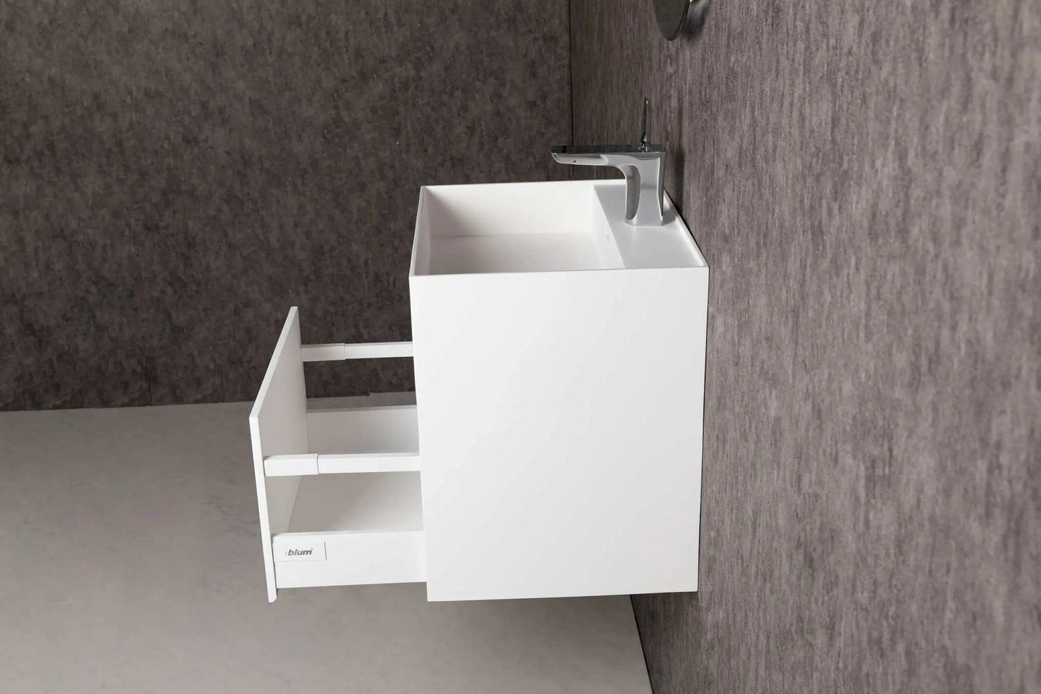 CUBE-X WM 50 w/Drawer-WALL MOUNT WASHBASINS-訂造一體無縫洗手盆,Tailor made Washbasins,waterbasin hk, 浴室物料,浴室裝修,訂造洗手盆,浴室翻新,Bathroomware ,Bespoke bathroom,浴室配件,訂造浴室潔具,訂造浴室傢俬,香港 浴室設計 公司,best custom bathroom furniture HK, Infinite Bath