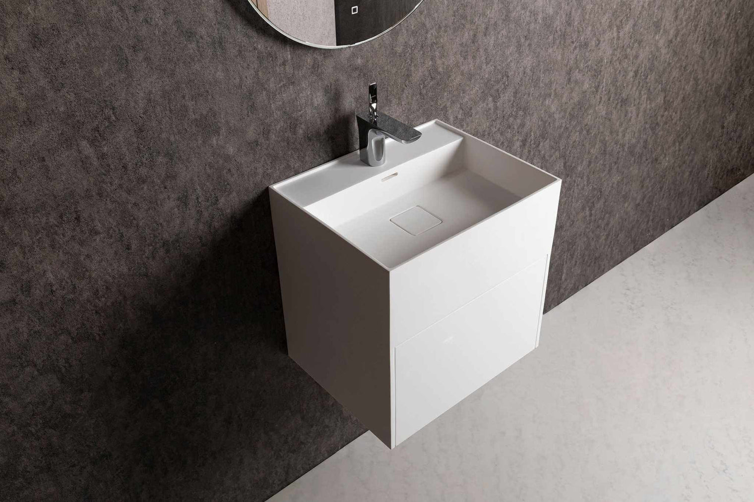 CUBE-X WM 50 w/Drawer-WALL MOUNT WASHBASINS-訂造一體無縫洗手盆,Tailor made Washbasins,waterbasin hk, 浴室物料,浴室裝修,訂造洗手盆,浴室翻新,Bathroomware ,Bespoke bathroom,浴室配件,訂造浴室潔具,訂造浴室傢俬,香港 浴室設計 公司,best custom bathroom furniture HK, Infinite Bath