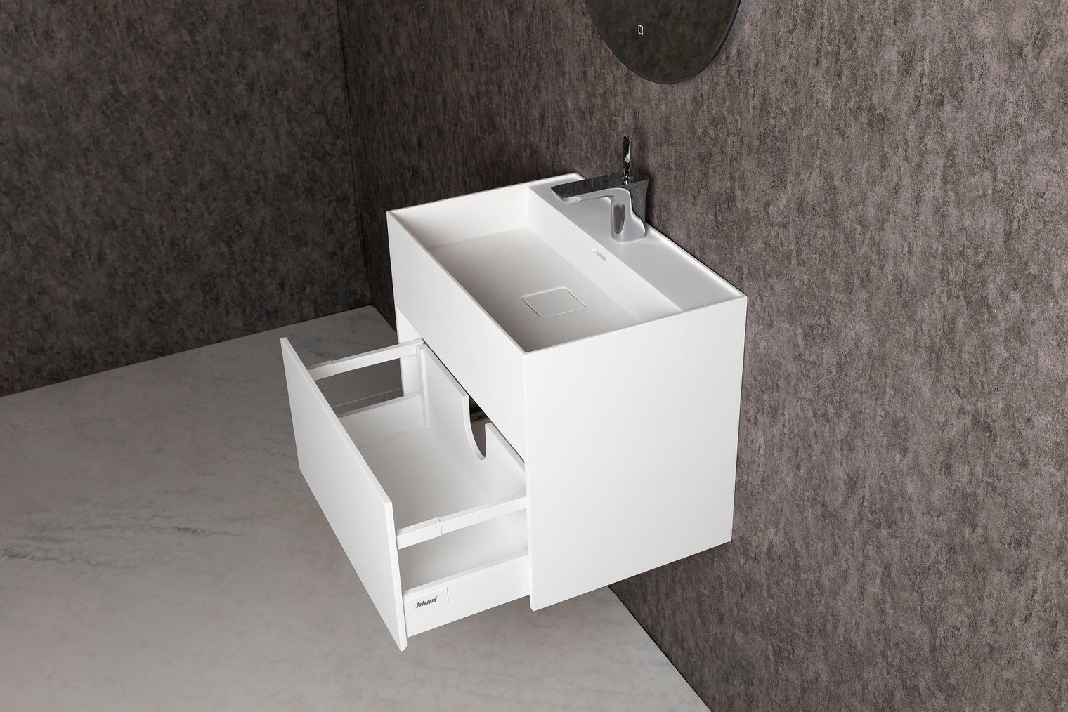 CUBE-X WM 60 w/Drawer-WALL MOUNT WASHBASINS-訂造一體無縫洗手盆,Tailor made Washbasins,waterbasin hk, 浴室物料,浴室裝修,訂造洗手盆,浴室翻新,Bathroomware ,Bespoke bathroom,浴室配件,訂造浴室潔具,訂造浴室傢俬,香港 浴室設計 公司,best custom bathroom furniture HK, Infinite Bath
