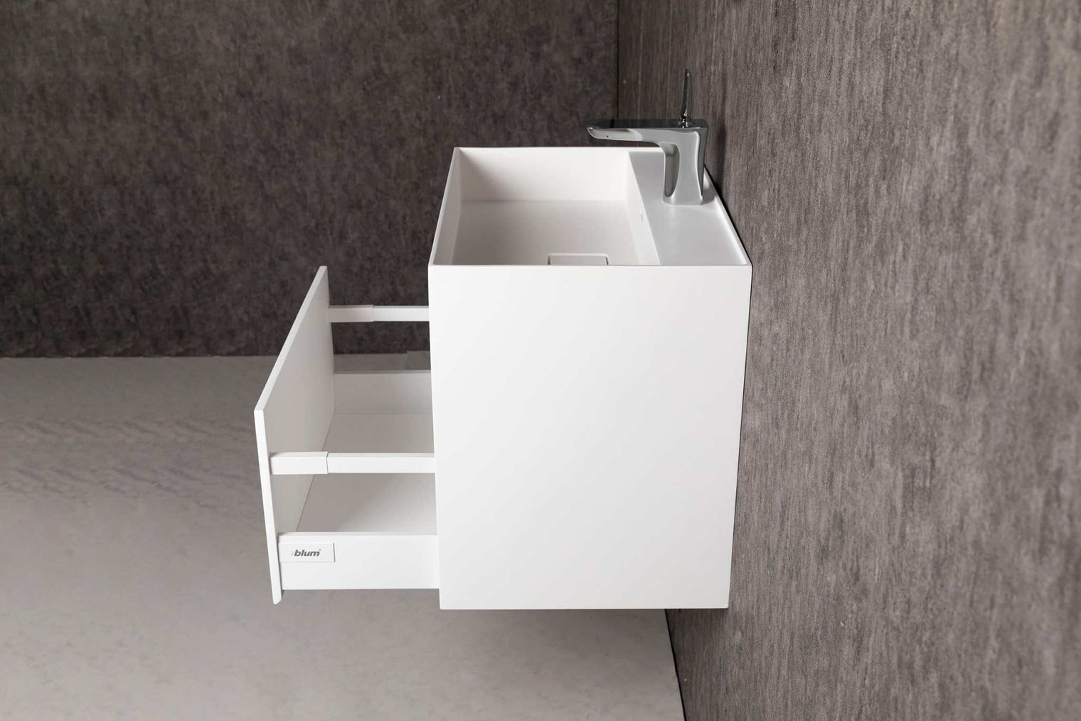 bathroom vanity CUBE-X WM 60 w/Drawer-WALL MOUNT WASHBASINS-訂造一體無縫洗手盆,Tailor made Washbasins,waterbasin hk, 浴室物料,浴室裝修,訂造洗手盆,浴室翻新,Bathroomware ,Bespoke bathroom,浴室配件,訂造浴室潔具,訂造浴室傢俬,香港 浴室設計 公司,best custom bathroom furniture HK, Infinite Bath