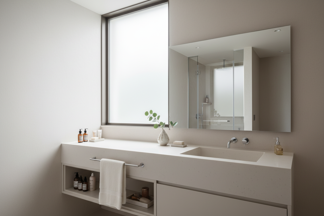 INFINITE膚感石訂造一體多功能洗手盆打造高端浴室空間，展現極致質感設計