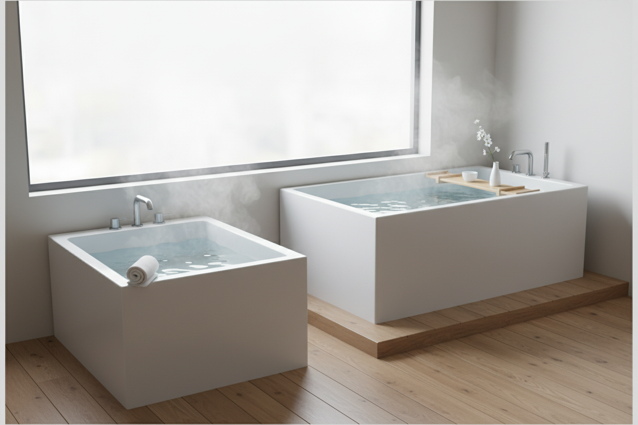 現代極簡設計的港式迷你浴缸與日式浴缸，INFINITE高端浴室空間靈感