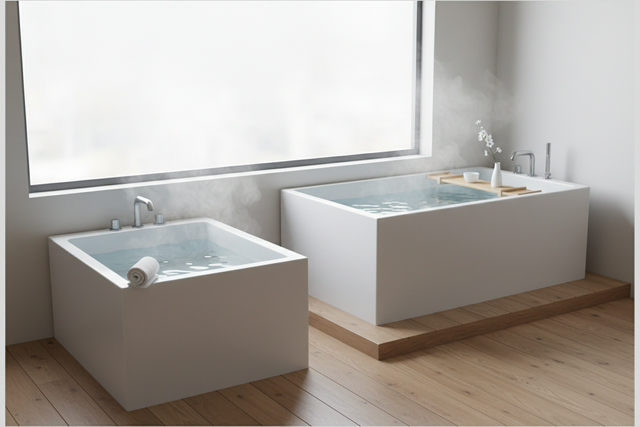 現代極簡設計的港式迷你浴缸與日式浴缸，INFINITE高端浴室空間靈感