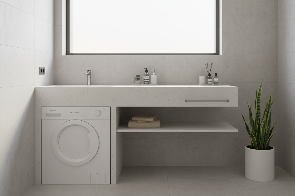 INFINITE高端訂製洗衣機頂洗手盆，極簡設計提升精品浴室質感