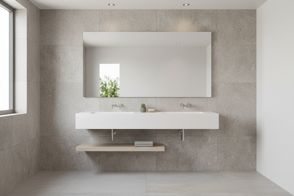 現代極簡風格浴室搭配高端壁掛式洗手盆，打造奢華質感空間靈感