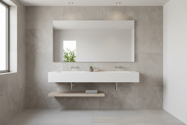 現代極簡風格浴室搭配高端壁掛式洗手盆，打造奢華質感空間靈感