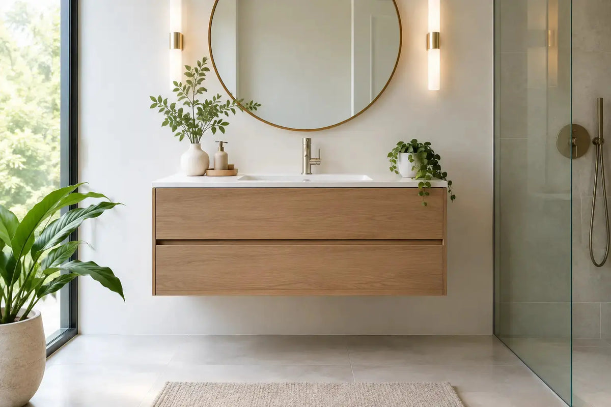 Wall Mounted Vanity Design for a Calmer Bathroom