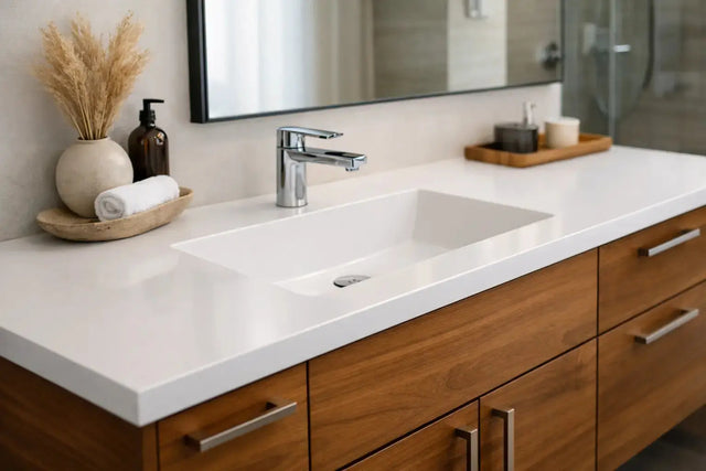 Custom Bathroom Vanity With Integrated Sink
