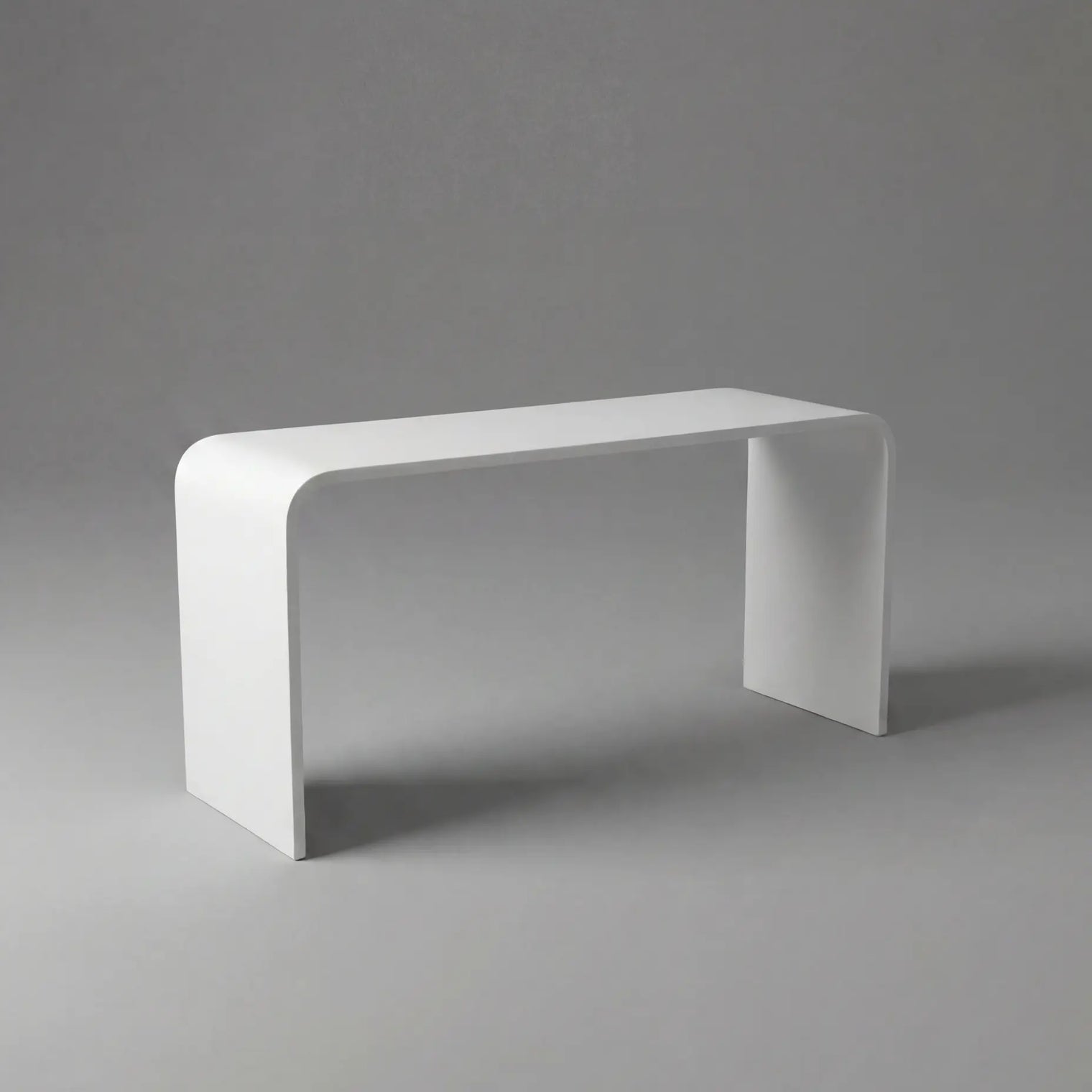 White modern bench on a gray background