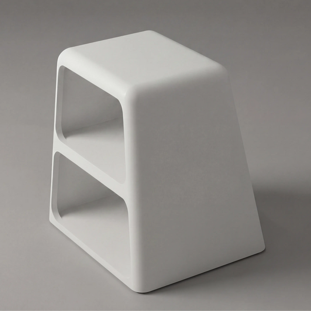 White step stool on a gray background