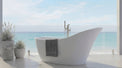 Modern freestanding bathtub with a view of the ocean